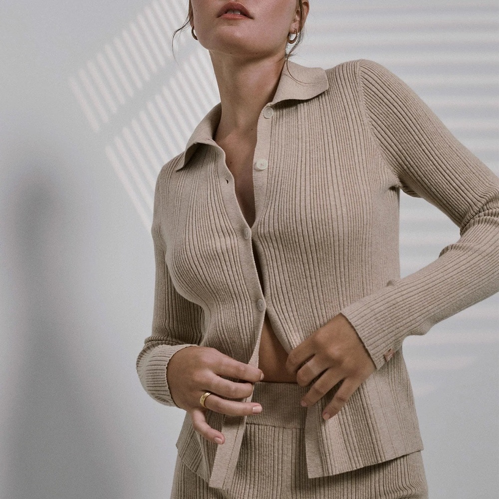 NWT Lunya Cozy Cotton Silk Variegated Rib Cardigan - Adagio Cream / XS & Medium